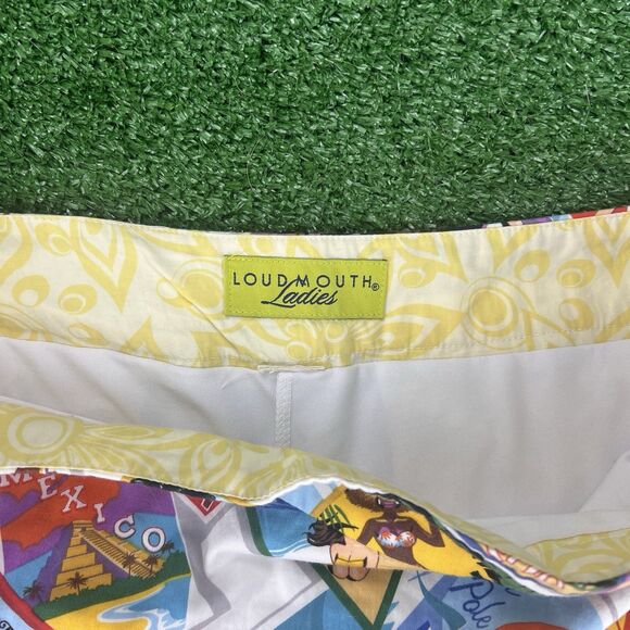 LOUDMOUTH Golf Postcard Skort w/ Liner Shorts Womens 12 Retro World Cities Skirt - Picture 5 of 11